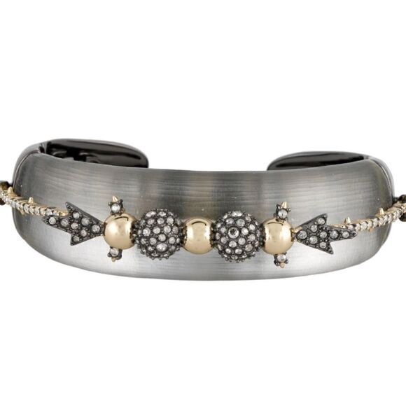 ❤️SOLD❤️ALEXIS BITTAR Crystal & Lucite Hinged Cuff Bracelet - Picture 1 of 10